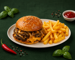 Podwójny smash burger z frytkami – restauracja Le Vert we Wrocławiu